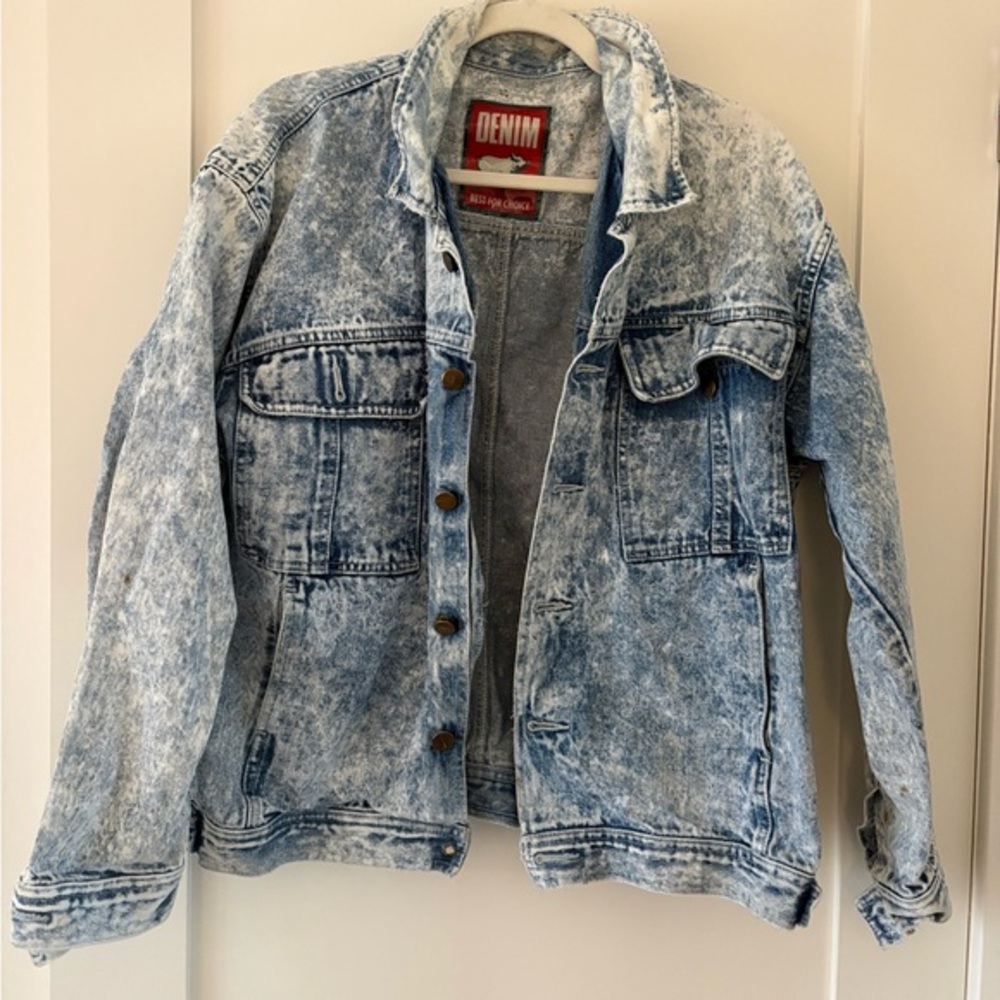 Vintage union bay men’s acid wash denim jean jacket distressed 80’s medium (?)